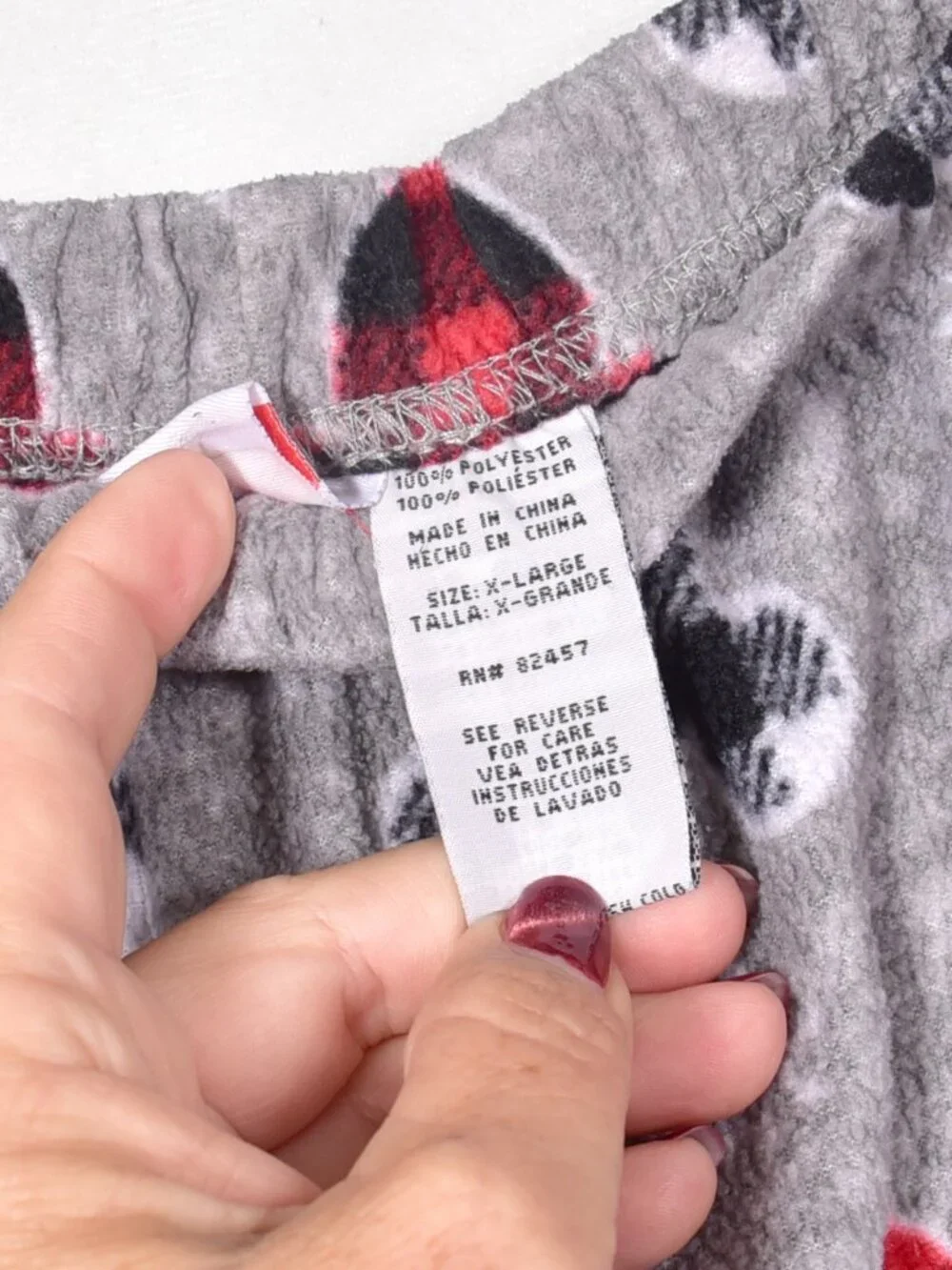 Mickey Mouse Pajama Pants Holiday Plaid Disney Fleece Gray Lounge Size XL - Picture 3 of 6
